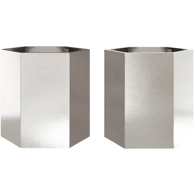 Image of vidaXL Garden Planter 2 pcs Hexagon 46x40x45 cm Stainless Steel
