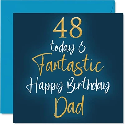 Image of Fantastic 48th Birthday Cards for Dad 48 Today &amp; Happy Card from Son Daughter, Father Gifts, 145mm x Greeting Gift Daddy Papa