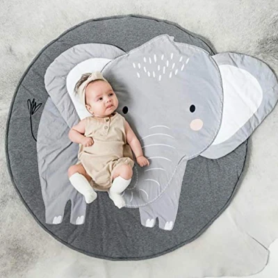 Image of Baby Blanket Cotton, Queta Play Gym Mat Playmat Activity Floor Kids Teepee Tent 85cm Soft Sleeping (Elephant)
