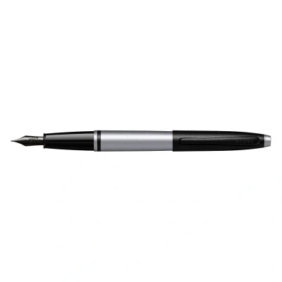 Image of Cross Calais Matte Grey F Nib Fountain Pen with Black Ink Cartridge and Premium Gift Box