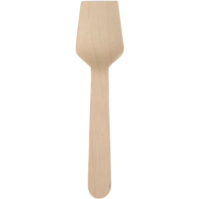 Image of ABENA Ice Cream Spoons Pack of 100 Disposable Mini Dessert Wooden Ideal for Vendors Suitable Samples and Small Plates