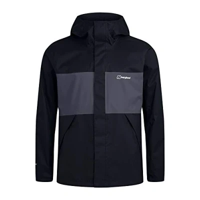 Image of Berghaus Glennon Shell Waterproof Jacket Jet Black/Grey Pinstripe, Small