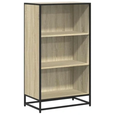 Image of vidaXL Engineered Wood Book Cabinet Sonoma Oak Bookcase with 3 Shelves 60x35x107.5 cm Modern Office Furniture