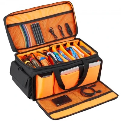Image of VEVOR DJ Cable File Bag, 1200D Oxford Fabric, Gig Bag with 9 Detachable Divider 4.92 ft Padded Shoulder Strap Plastic Bottom Pad, 23.6 x 11.8 12.7 in Wire for Gear Musical Accessories