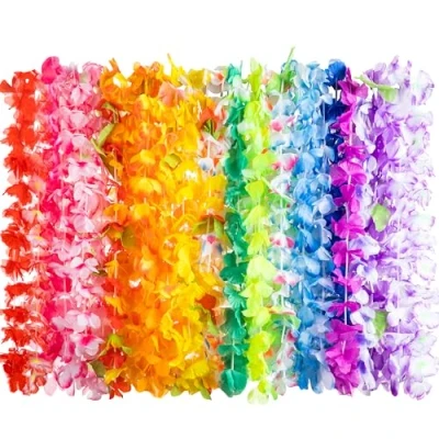 Image of JOYIN Toy 24 Counts Hawaiian Leis Bulk, Tropical Flower Lei Beach Hawaii Luau Party Favors Decoration Birthday Supplies