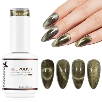 Image of Nicedeco Cat Eye Gel Nail Polish, 15ML UV/LED Soak Off Polish Art Manicure Pedicure, Salon &amp; Home Use Long Lasting Easy to Apply 311