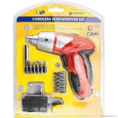 Image of Marksman Cordless Power Screwdriver &amp; Bits Set 3.6 Volts