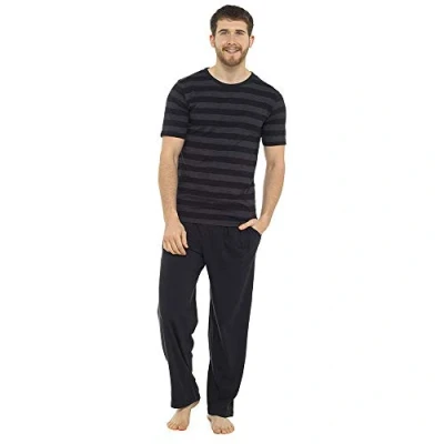 Image of undercover lingerie Mens Tom Franks Striped Pyjamas HT332C Black/Grey Large