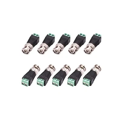 Image of BLKing BNC Male Plug Connector Set, Coaxial Cat5，Cat6 to Video Balun Surveillance Camera Adapter, 10 Pack