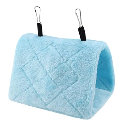 Image of HEEPDD Bird Hammock, Soft Plush Parrot Hanging Hut Cage Perch Stand Swing Toys for Parakeet Cockatiel Lovebird Budgie Finch Canary Cockatoo African Grey Amazon Macaw (M Blue)