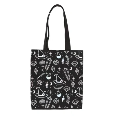 Image of Something Different Wholesale Crystal Witch Print Polycotton Tote Bag Stylish and Spacious Reusable Shoulder with Magical Design for Witches, Eco Friendly Shopping, Everyday Use