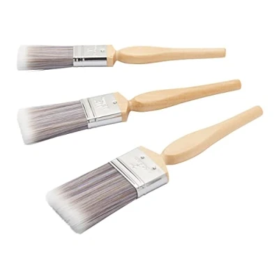 Image of Fit For The Job 3 piece Diamond DIY Paint Brush Set A Smooth Finish with Emulsion, Gloss and Satin Paints on Walls, Ceilings, Furniture, Wood &amp; Metal contains 1&quot;, 1.5&quot;, 2&quot; Brushes