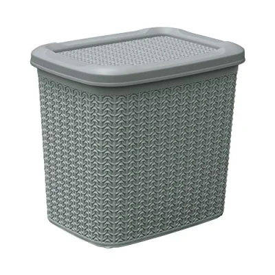Image of JVL 13 363GY Knit Design Loop Plastic Storage Box 10L, 21D x 29W 27H cm, Grey, One Size