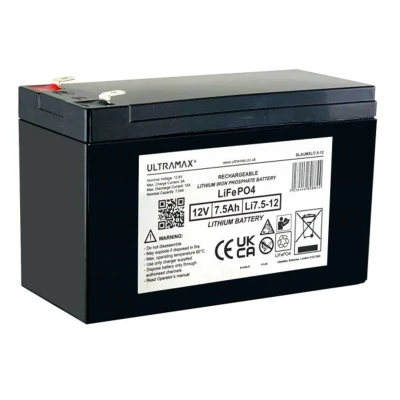 Image of Ulltramax Ultramax 12v 7.5Ah Lithium Iron Phosphate LiFePO4 Battery (LI7.5 12)
