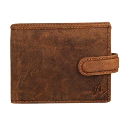 Image of STARHIDE Wallets Men RFID Blocking Contactless Protection Slim Genuine Hunter Leather Bifold Wallet with Zip Coin Pocket Gift Boxed 1100 (Brown Distressed)