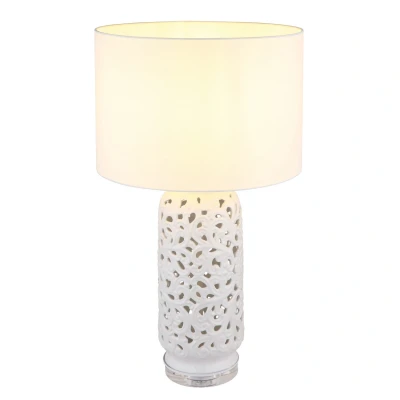 Image of Globo Lighting Sebastian Table Lamp with Round Shade White Matt 1x E27 GS 24144W