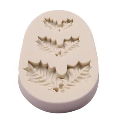 Image of Cookie Cutter Fondant Cake Mold Silicone Christmas Theme Holly Leaf Moulds Kids Gift Molds for Baking