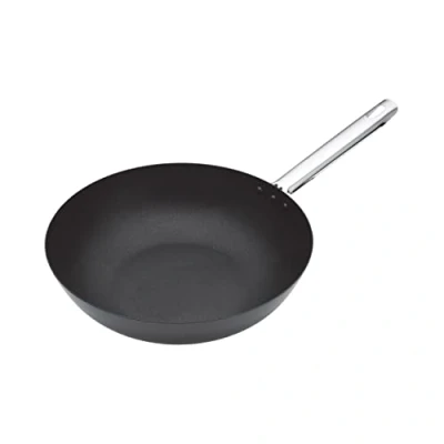 Image of MasterClass Professional Non Stick Carbon Steel Induction Safe Wok, 30 cm (12&quot;)
