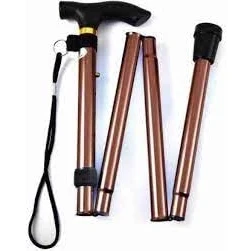 Image of Walking Stick Easy Folding Adjustable Aluminium Cane for Men Women, Lightweight Collapsible Sticks Extandable Height, Flexible and Durable Mobility Aids Plain Multi Colors (Bronze)