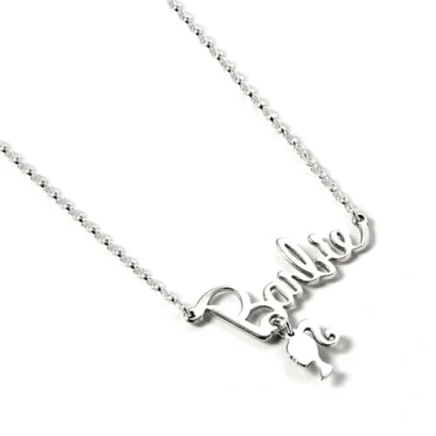 Image of Barbie Sterling Silver Necklace with Name Logo &amp; Silhouette Charm