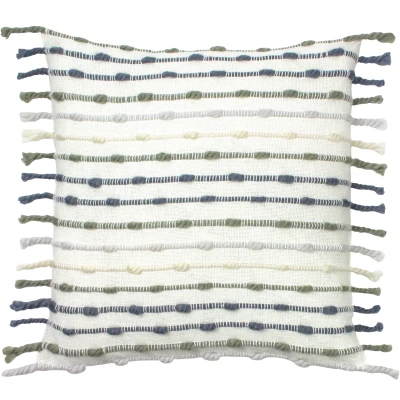 Image of furn. Dhadit Woven Tufted Striped Feather Filled Cushion Natural Cotton One Size