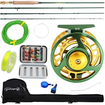 Image of Sougayilang Fly Fishing Rod Reel Combos with Lightweight Portable and Reel,Fly Complete Starter Package(Green)