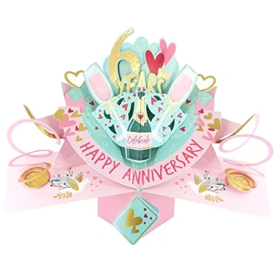 Image of 6 Years Happy 6th Anniversary Pop Up Greeting Card Love Kate&#039;s 3D Cards POP216MC6