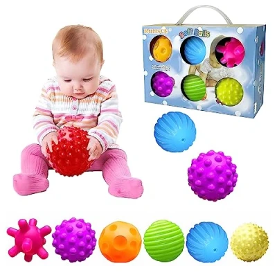 Image of VintageⅢ6pcs Baby Textured Multi ball Set Infant Sensory balls Massage Soft
