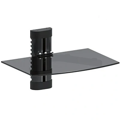 Image of Maclean MC 663 Single Tier Wall Floating Glass Shelf Support DVD Console PS3 Xbox