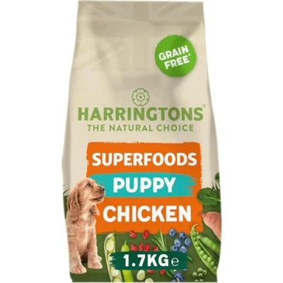 Image of Harringtons Superfoods Puppy Complete Grain Free Hypoallergenic Chicken with Veg Dry Dog Food 1.7kg (Pack of 4) Made All Natural Ingredients