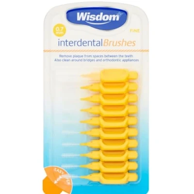 Image of Wisdom 0.70mm Yellow Interdental Brush Pack of 10 Brushes