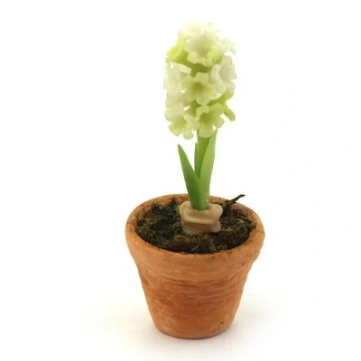 Image of MyTinyWorld Dolls House Miniature White Hyacinth in a Terracotta Pot
