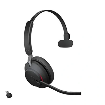 Image of Jabra Evolve2 65 Wireless PC Headset Noise Cancelling UC Certified Mono Headphones With Long Lasting Battery USB C Bluetooth Adapter Black