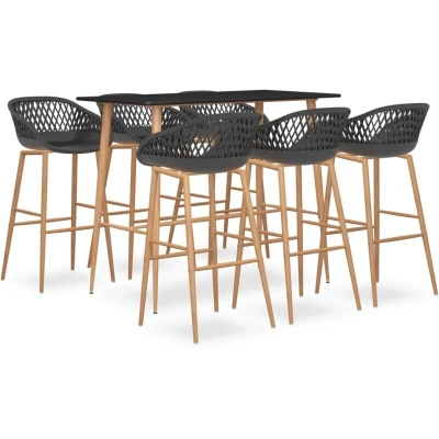 Image of 7 Piece Bar Set Black and Grey Vidaxl