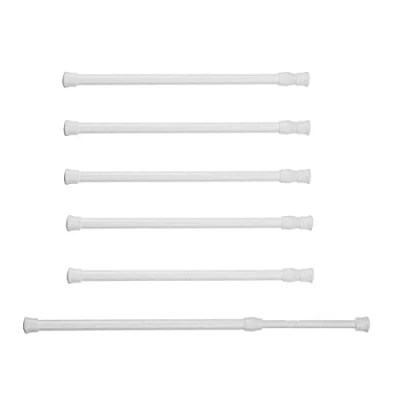 Image of LaMure 6 Pcs Adjustable Extendable Spring Tension Rods Cupboard Multifunctional Telescopic Rod for Bookshelf Wardrobe Bathroom (White, 30 50cm)