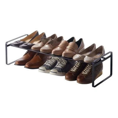 Image of Yamazaki 7210 FRAME Extendable Shoe Rack, black, Steel, Minimalist, 41～70 x 25 17.5 cm