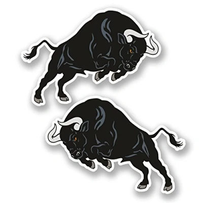 Image of 2 x 10cm Black Spanish Bull Vinyl Decal Sticker Laptop Tablet Bike Car Fun #5534 (10cm Wide 7cm Tall)