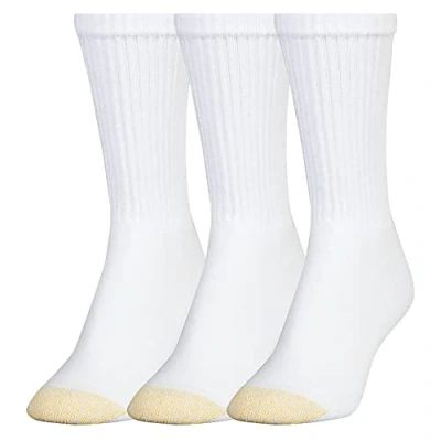 Image of Gold Toe Women&#039;s Ultratec Crew socks, 3 pairs casual White, M UK