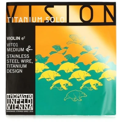 Image of Thomastik Einzelsaite für 4/4 Violine Vision Titanium Solo E Saite Chromstahl blank, mittel, Kugel abnehmbar