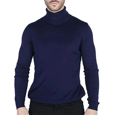Image of TruClothing Mens Polar Neck Jumper Roll High Turtle Slim Fit Light Weight Navy XL