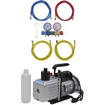 Image of vidaXL Vacuum Pump with 4 way Manifold Gauge Set for Air Conditioning
