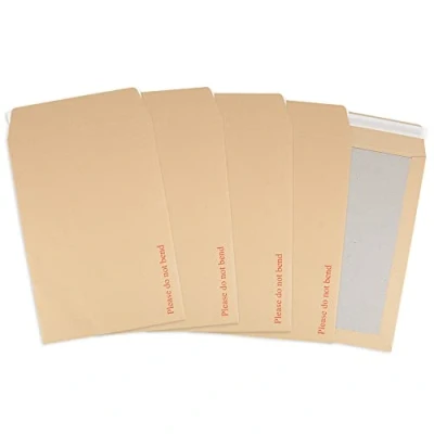 Image of Postmaster A4 C4 Do Not Bend Board Backed Envelopes Peel Seal 50 Pack,Brown,229x324mm