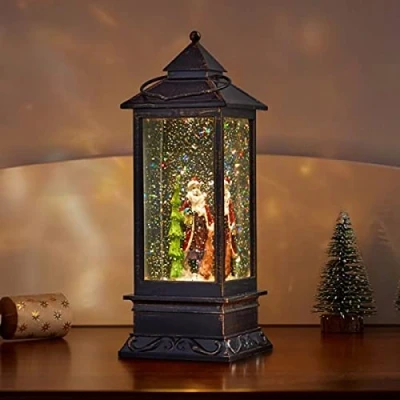Image of Marco Paul Large Christmas snow globes Light up LED Lantern with santa decoration, for Adults, Table Decorations, Festive home decor (Traditional Santa)