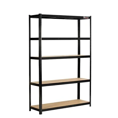 Image of Rhino Racking 10 Bays 5 Tier Heavy Duty Industrial Storage Shelves Black 180x120x40cm