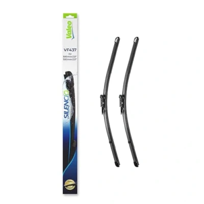 Image of 12778383 Wiper BLADE VALEO SILENCIO X.TRM, FLAT SET 574637 580, 580mm Front Beam with spoiler for left hand drive vehicles Top Lock