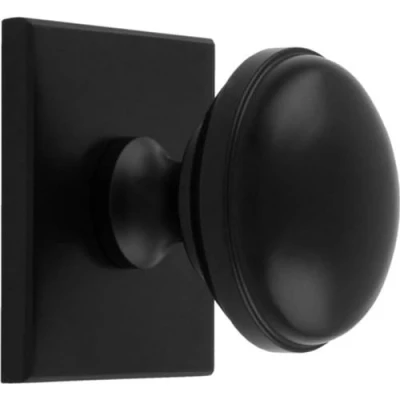 Image of Carlisle Brass Harmonise Warwick Cupboard Knob on Square Backplate (Matt Black)
