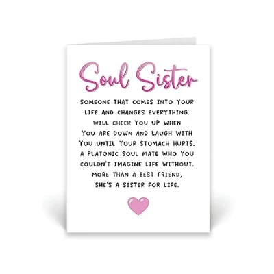 Image of Rib ticklerz Soul Sister Cards Friendship Birthday Card Best Friend Appreciation Bestie Special Thank You CD781