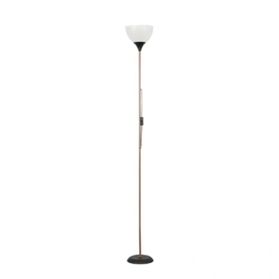 Image of MiniSun Modern Copper &amp; Black Uplighter Floor Lamp with a White Shade