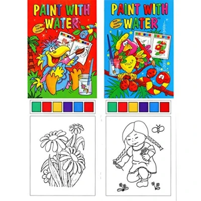 Image of WF Graham 2 x Childrens A4 Watercolour Painting Book Magic Paint Palette on Every Page