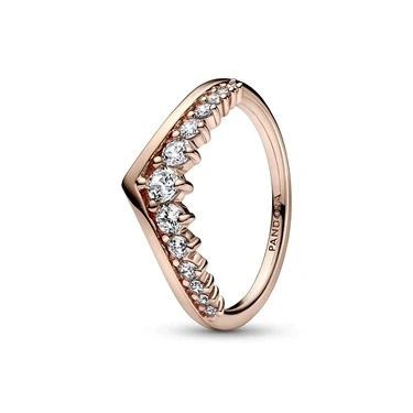 Image of Pandora Timeless Wish Floating Pavé 14k rose gold plated ring with clear cubic zirconia, 56